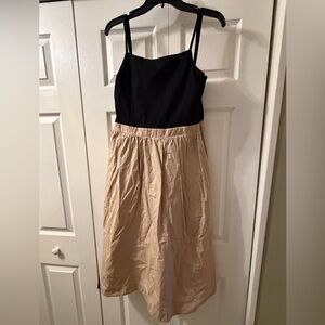 Maeve by Anthropologie XL Black and Tan Twofer Midi Dress